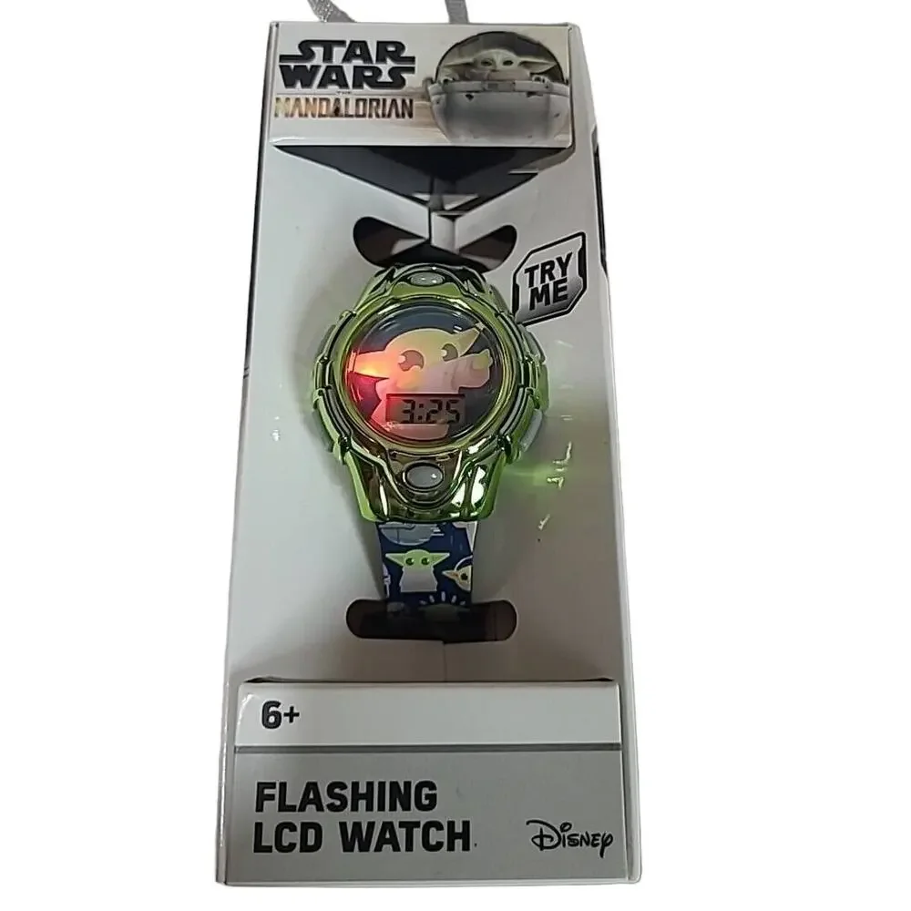 NIB Star Wars Disney Mandalorian Baby Yoda Kids Digital Flashing LCD‎ Watch